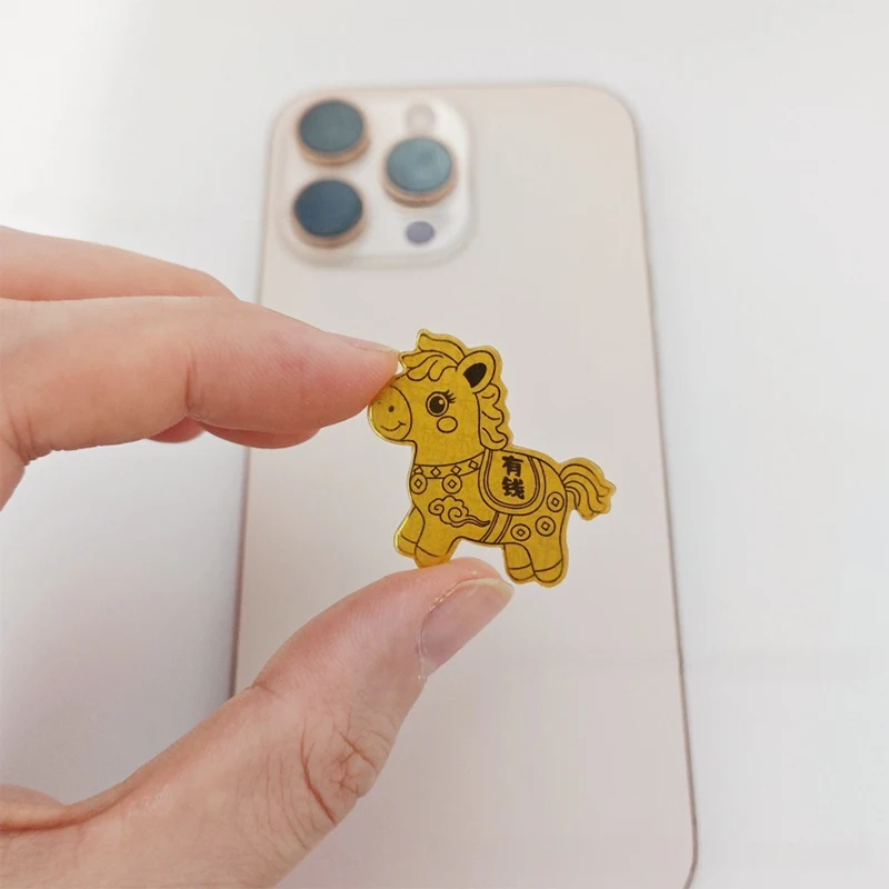 الذهب احباط لاكي هورس ملصقات تزيين الهاتف المحمول DIY الديكور ذاتية اللصق التصحيح السنة الجديدة ملصق مع صندوق الاكريليك #2