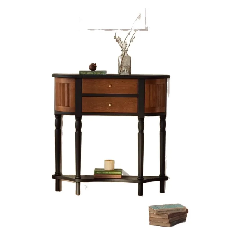 French retro ash wood solid wood small apartment entrance cabinet Xiaohongshu explosion
