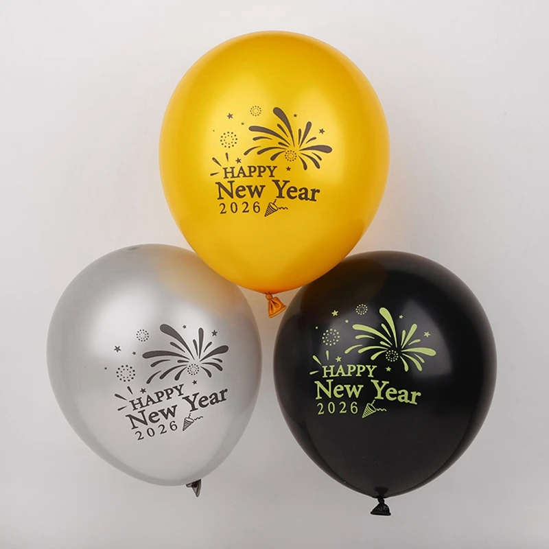 

15/30pcs Happy New Year Latex Balloons 2026 New Year Eve Party Decoration Christmas Supplies 12Inch Gold Black Balloon