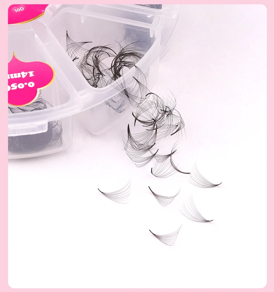 Lashprofessor 3D-40D Cluster Loose Fans Lash 7mm Sharp Thin Russia Volume Lash Pointy Base Medium Stem Vorgefertigte Wimpernverlängerung – Detail 20