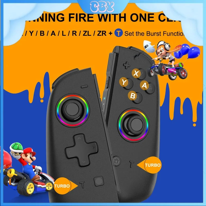 

2024 New Ys14 Wireless Gamepad Supports Bluetooth Somatosensory Vibration/Wake-Up Colored Lights For Ns Switch Usb Interface