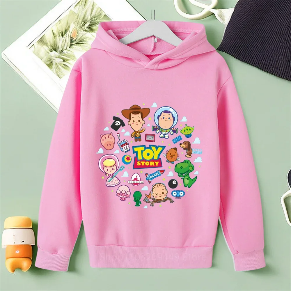 New Fall 2024 Disney Toy Story Buzz Lightyear Hoodies Casual Hip Hop Streetwear Long Sleeves Sweatshirts Boys Girls Tops Coats