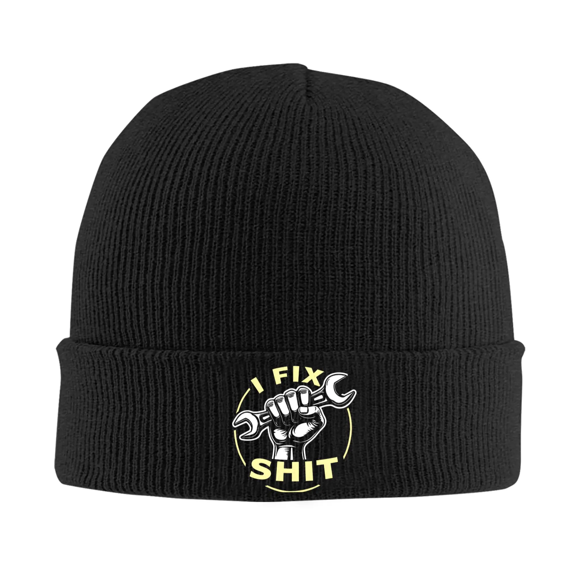 I Fix Shit That What I Do Knitted Hat  Beanie Hats Kpop Elastic Adult Unisex Bonnet Hats Winter Printed Casual Caps Gift
