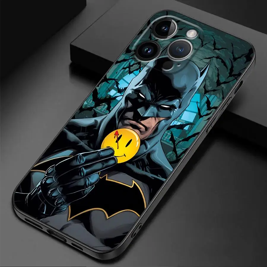 Super Hero Black B-Batman Phone Case for Apple iPhone 15 16 Pro XS Max 13 14 Plus XR SE 7 8 12 11 Pro plus Matte