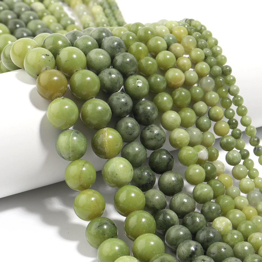Natural Stone Dark Southern Jade Bead Round Loose Spacer 4 6 8 10 12mm For Jewelry Making Diy Bracelet Necklace Accessory