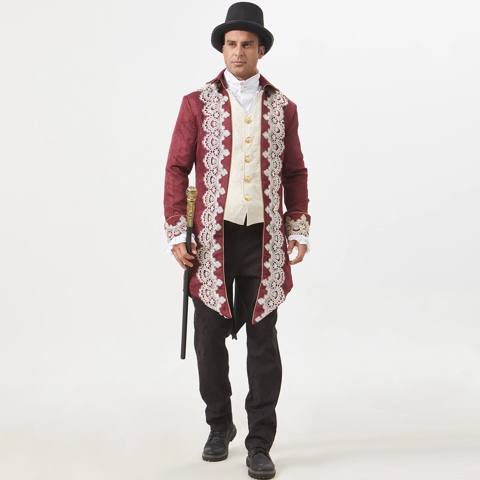 Giacca medievale punk di media lunghezza da uomo Cappotto gotico vittoriano dell'era