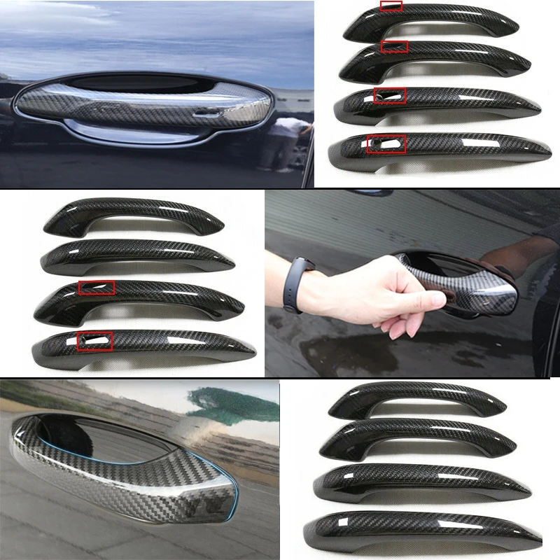 

For Porsche Macan 2014-2020 Real Dry Carbon Fiber Car Exterior Frame Side Door Handle Covers Trims Overlay Accessories