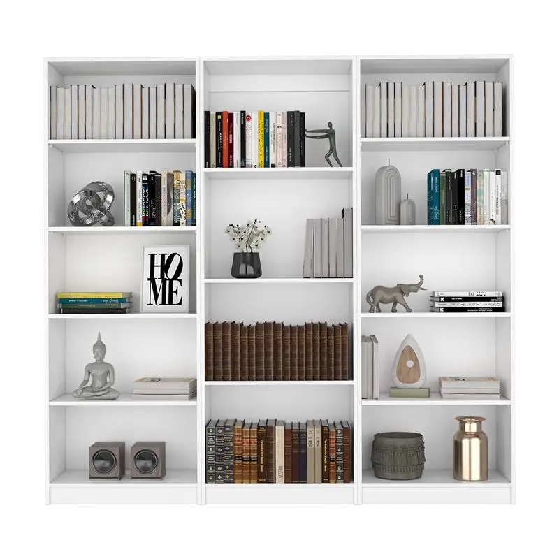 

3-Piece Living Room Set with 3 Bookshelves, White Finish