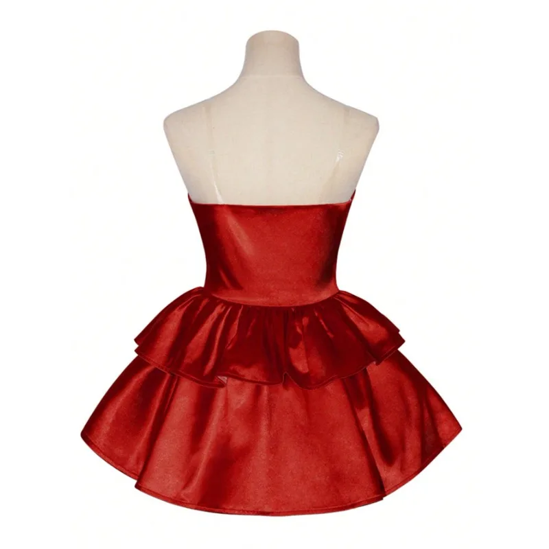 Horror Anime Mima Cosplay Costume Red Thigh-High Dress Pink Skirt Gloves Wig for Women Role Play Japanese Comic Film Outfit