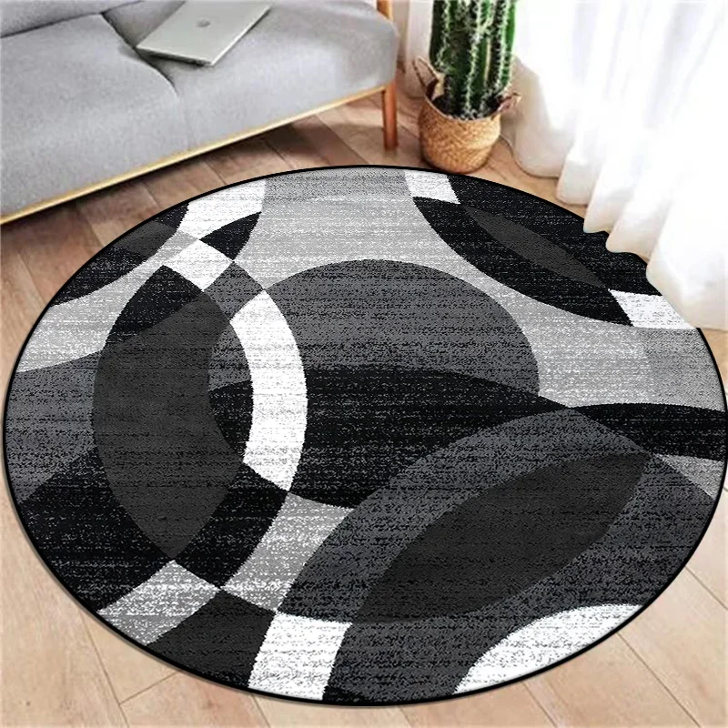 Living Room Decoration Round Carpets Home Sofa Area Rugs Modern Light Luxury Geometry Carpet Bedroom Bedside Soft Floor Mat