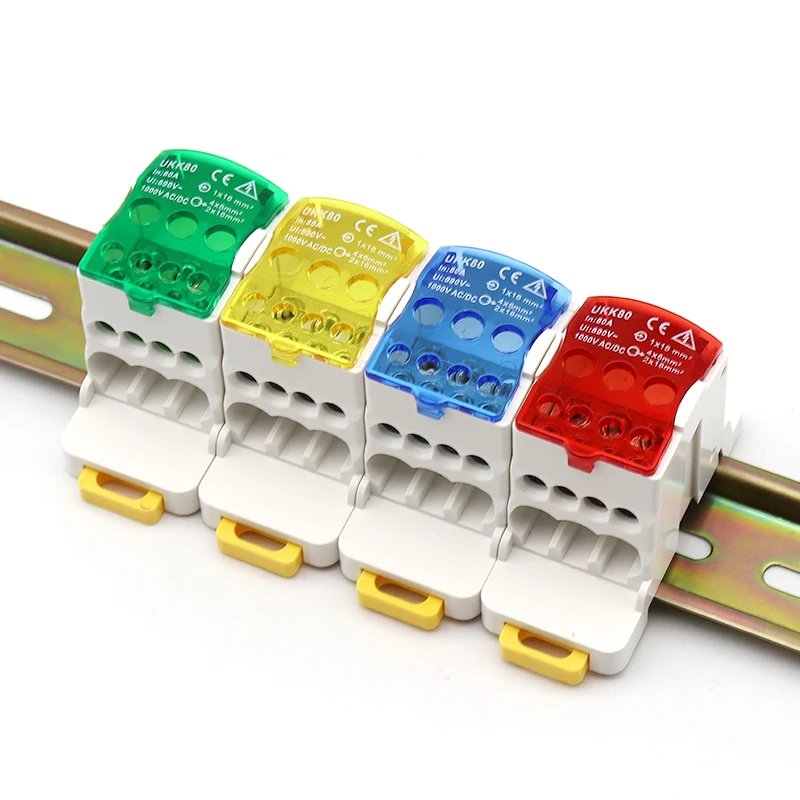 UKK80A 690V DIN Rail Terminal Block Split Junction Box One In Many Out Distribution Box High Current Electrical Wire Connector