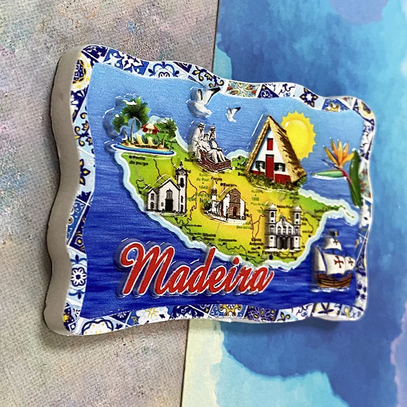 Madeira Islands 3D stereo refrigerator sticker Atlantic map Travel souvenirs Home Decor Items Collection Arts and Crafts gifts