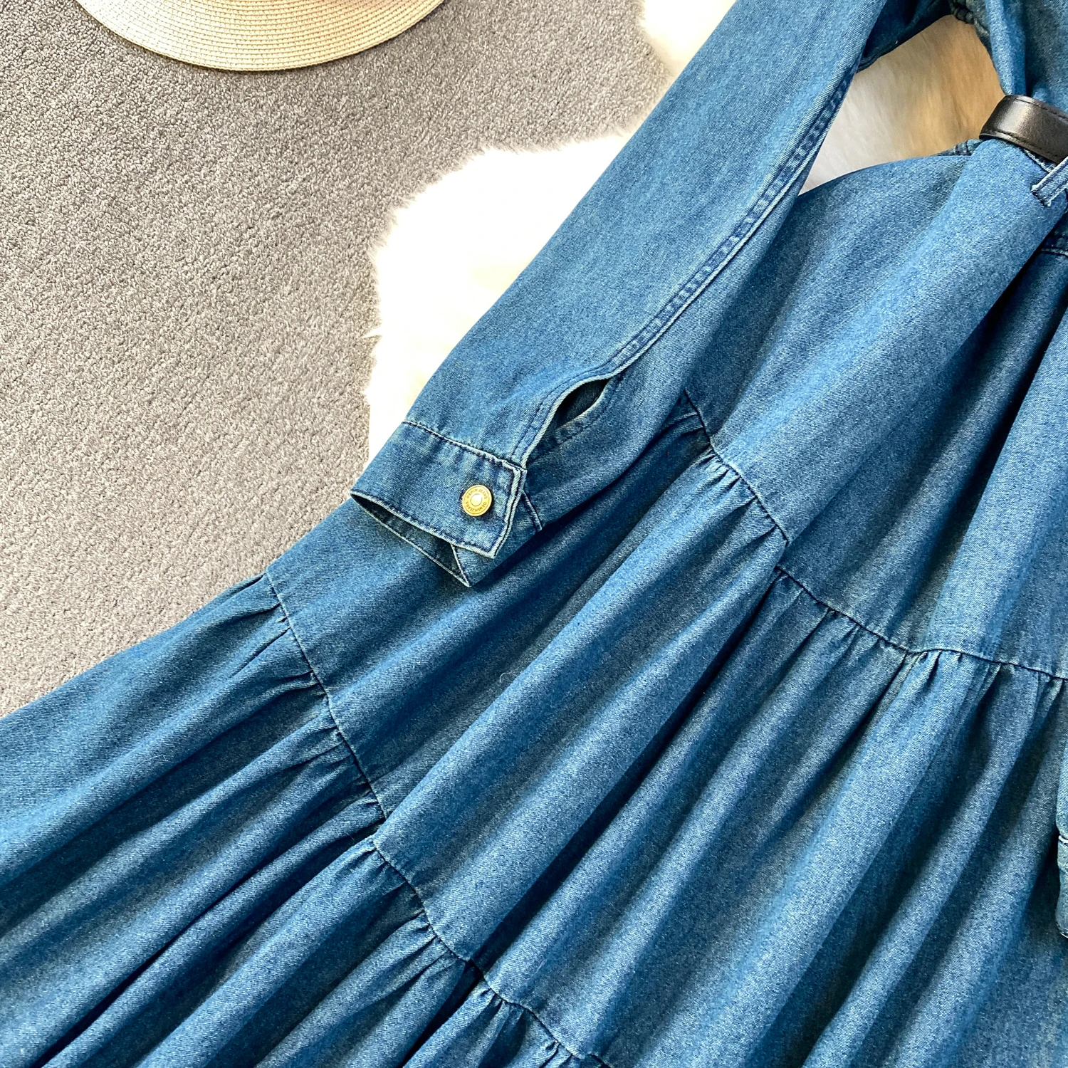 ชุดเดรสวินเทจสุดชิค ปกพับระบาย ดีไซน์หรูหรา สไตล์แฟชั่นเกาหลี ชุดเดรสลำลองสำหรับฤดูใบไม้ร่วง เสื้อผ้าผู้หญิง