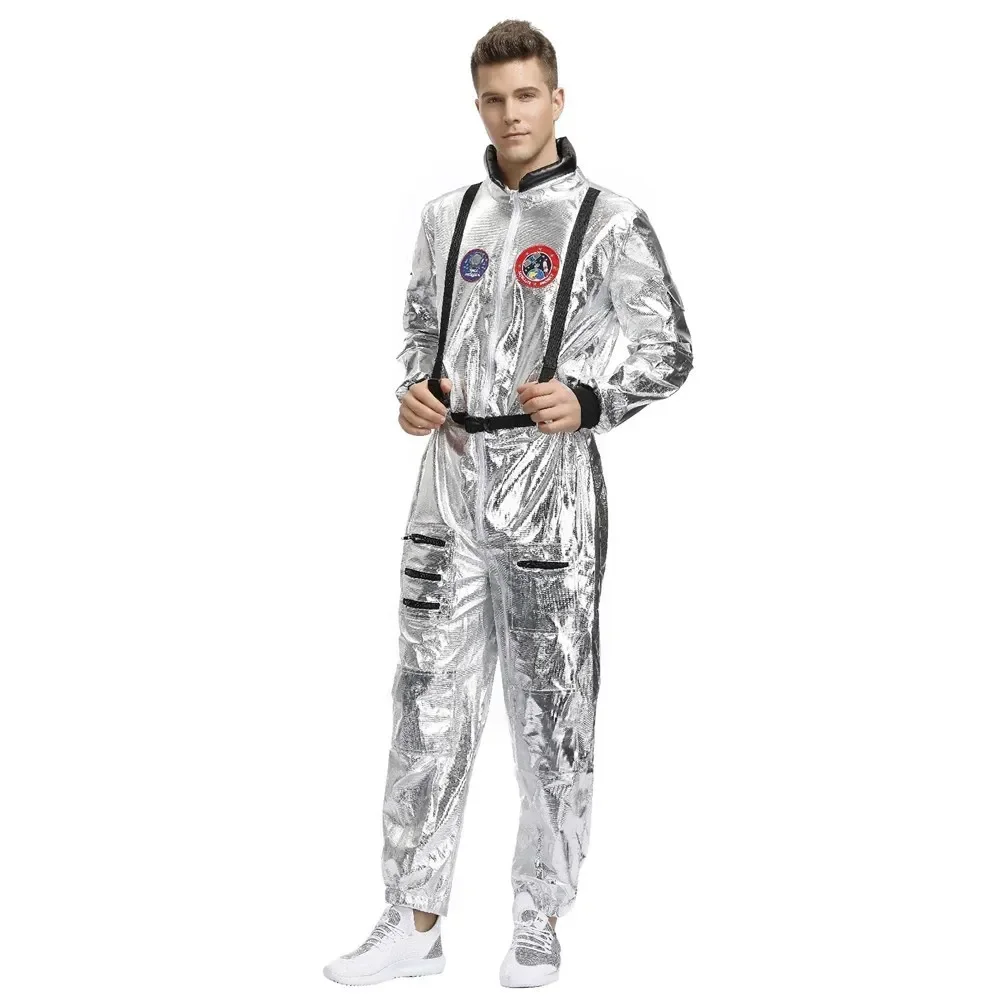 Carnival Spaceman Halloween Costume For Women Astronaut Anime Cosplay Costume Adult Stage Fancy Clothes Pilot Jumpsuit Couple XL