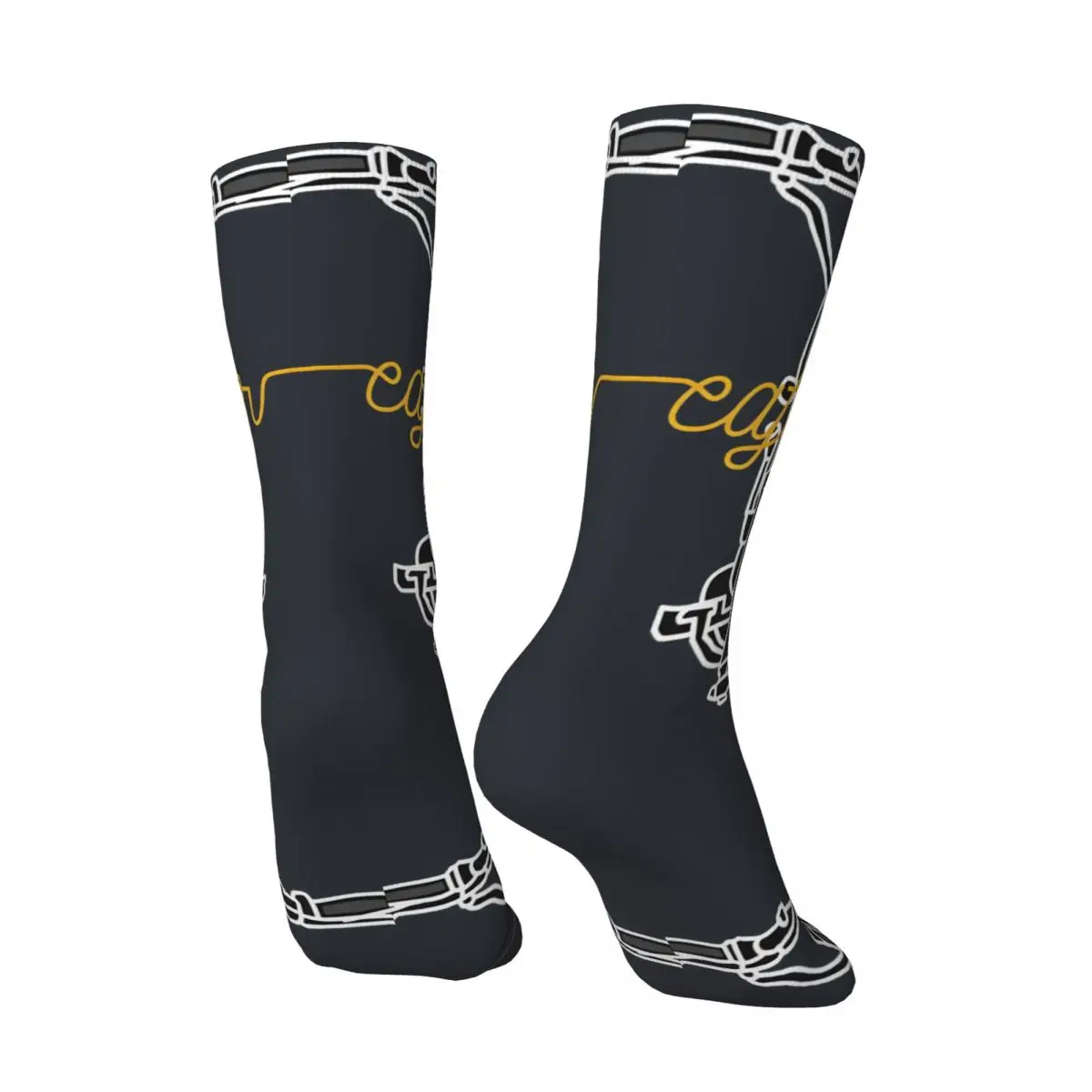 Elin Compression Caferacer Line Chaussettes pour Hommes, Vintage 73Race Motorcycle, Quality Pattern Crew Sock, Nouveauté