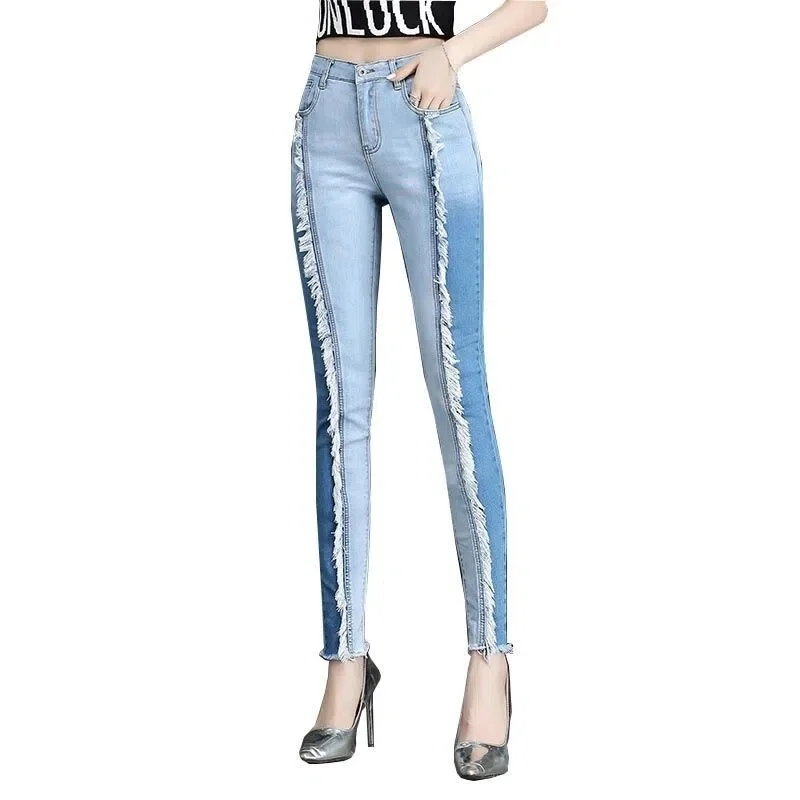 

2023 New Elasticity Skintight Jeans Women High-waisted Pencil Trousers Rough-selvedge Sexy Denim Ankle-Length Pants Female Jeans