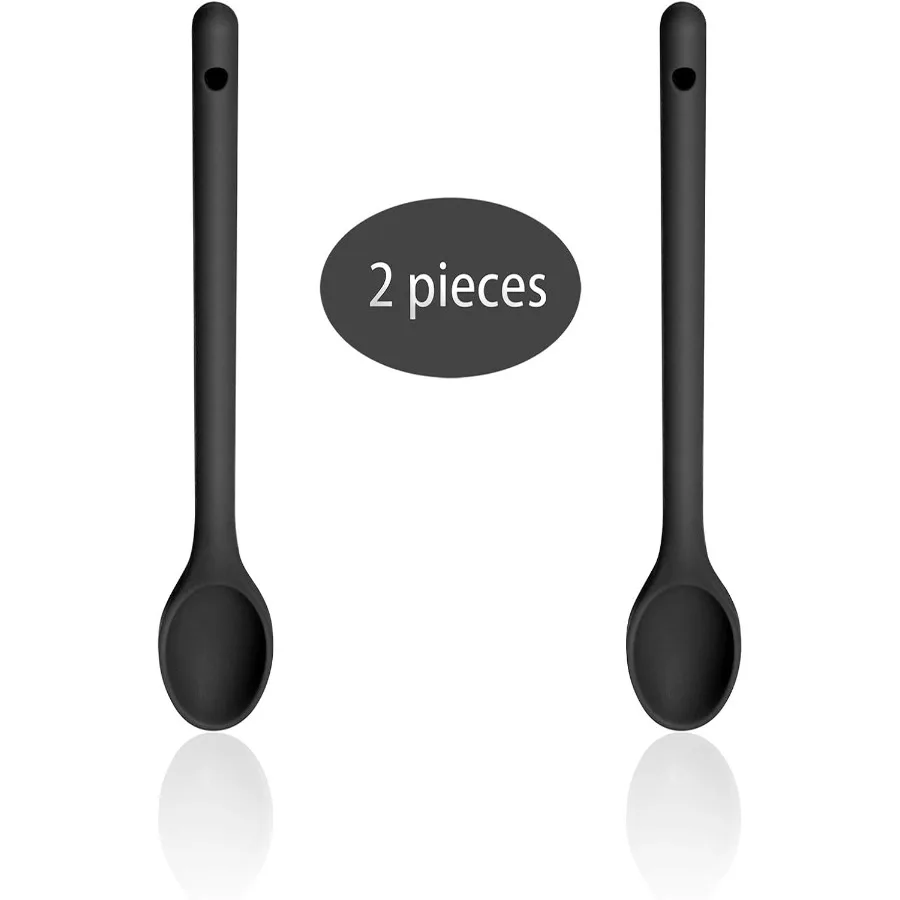 Juego de cucharas agitadoras de silicona de 3 12 cucharas mezcladoras antiadherentes con mango largo, sin BPA, no tóxicas y resistentes al calor hasta 480F 2 en Bl