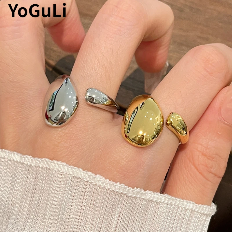 Modern Jewelry Elegant Temperament Geometric Irregular Adjustable Rings For Women Female Gifts Simply Design Accessories