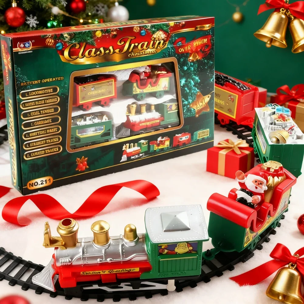 Kersttreinset Monteer spoorlijnen Speelgoed Decor Kerstboom Trein Cadeau Speelgoed voor kinderen Verjaardagsfeestje Cadeau Kerstcadeau