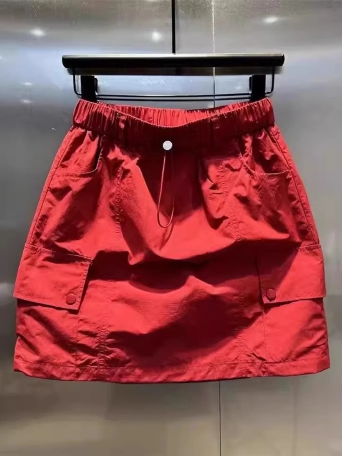 

Женская летняя юбка-шорты с высокой талией, А-силуэт, на шнурке, эластичная, утягивающая, прохладная, милая, короткая, с защитой от просвечивания