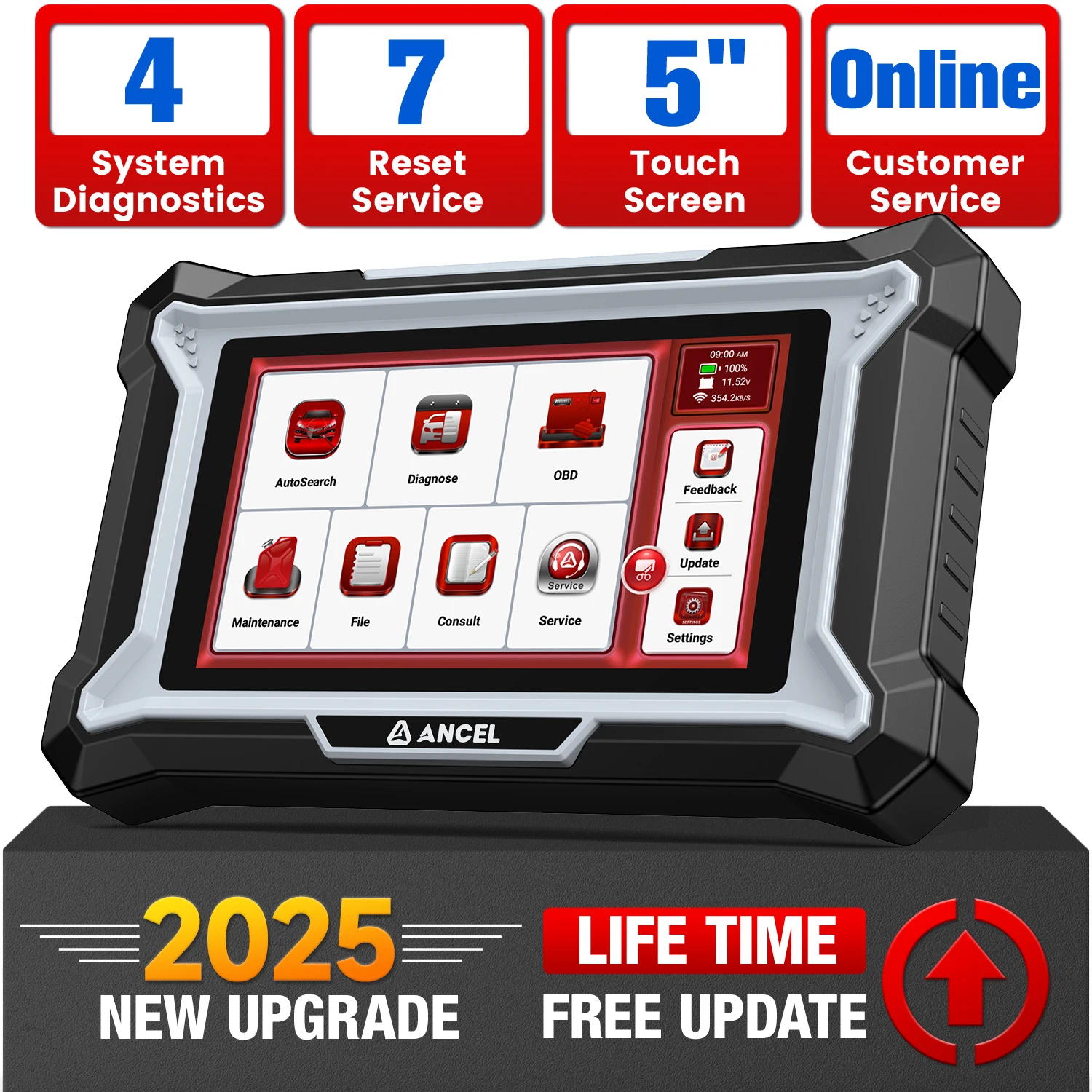 

ANCEL DS100 OBD2 Auto Diagnostic Tool Scanner 4-System Test Code Reader ABS EPB BMS Gear Oil SAS Reset Car Tester PK CRP123