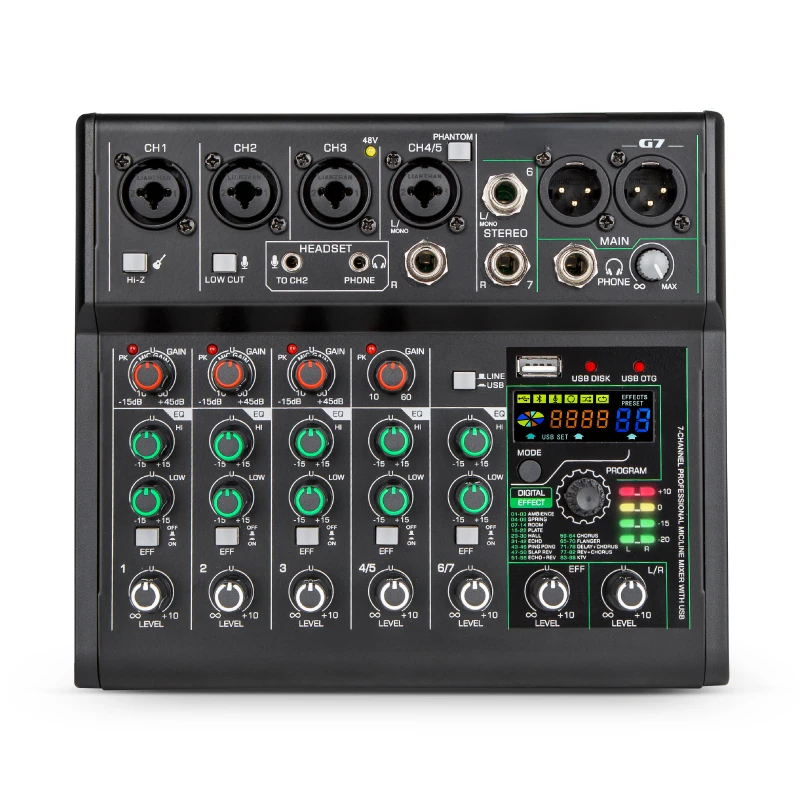 audio mixer 7-channel USB console recording mini portable interface professional sound card karaoke