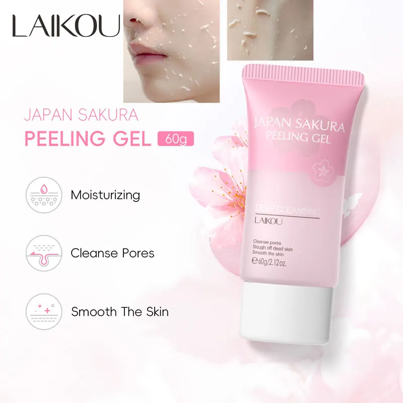 LAIKOU Japan Sakura Peeling Gel Facial Scrub Exfoliator Remove Dead Skin Cherry Blossoms Exfoliating Skin Care 60g