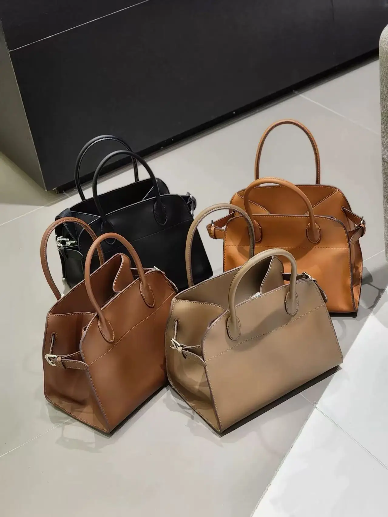 

Designer Cowhide Margaux Handbag Soft Genuine Leather Shoulder Bag Suede Large Capacity High Quality Messenger Tote Bag
