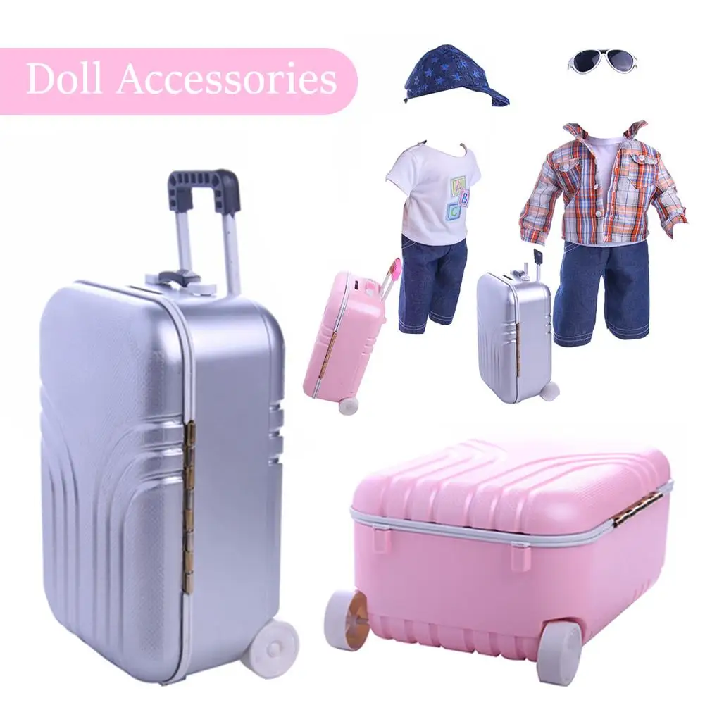 Mini Miniature Rolling Luggage Business Trolley Suit Women Travel House Accessories For 1/4 1/6 S T3p0