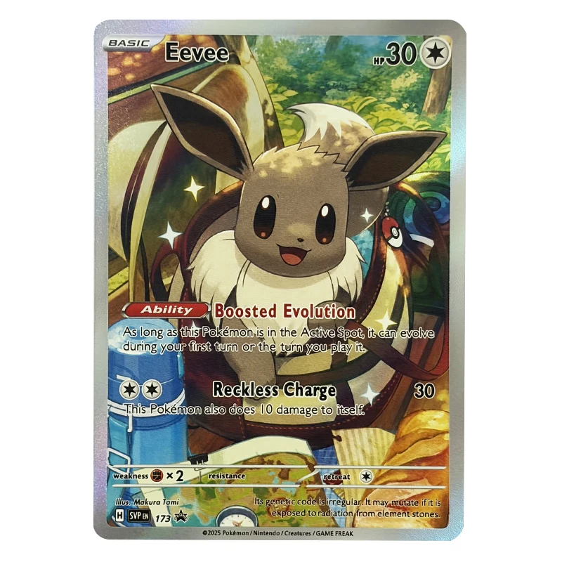 7pcs/set Pocket Monster Homemade English Version Eevee Series Card Oblique Flash Vaporeon Umbrion Glaceon Collection Card Gift