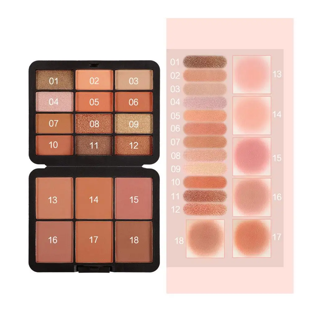 Paleta de sombra de ojos de 18 colores mate perla pigmentada brillo de ojos duradero paleta larga maquillaje cosméticos sombra de ojos impermeable