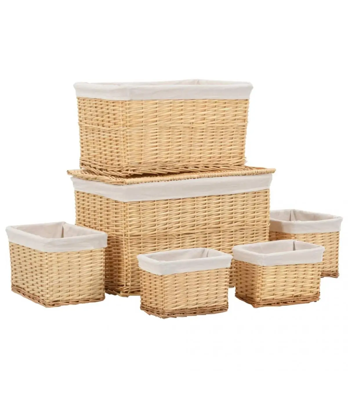 6 PCs natural Willow stacking basket set storage baskets