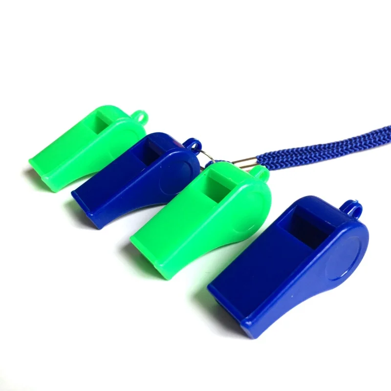 สีสุ่มพัดลมเชือกนกหวีดกลางแจ้ง High Pitched Survival First Aid นกหวีดบาสเกตบอลฟุตบอล Court ผู้ตัดสินกีฬานกหวีด