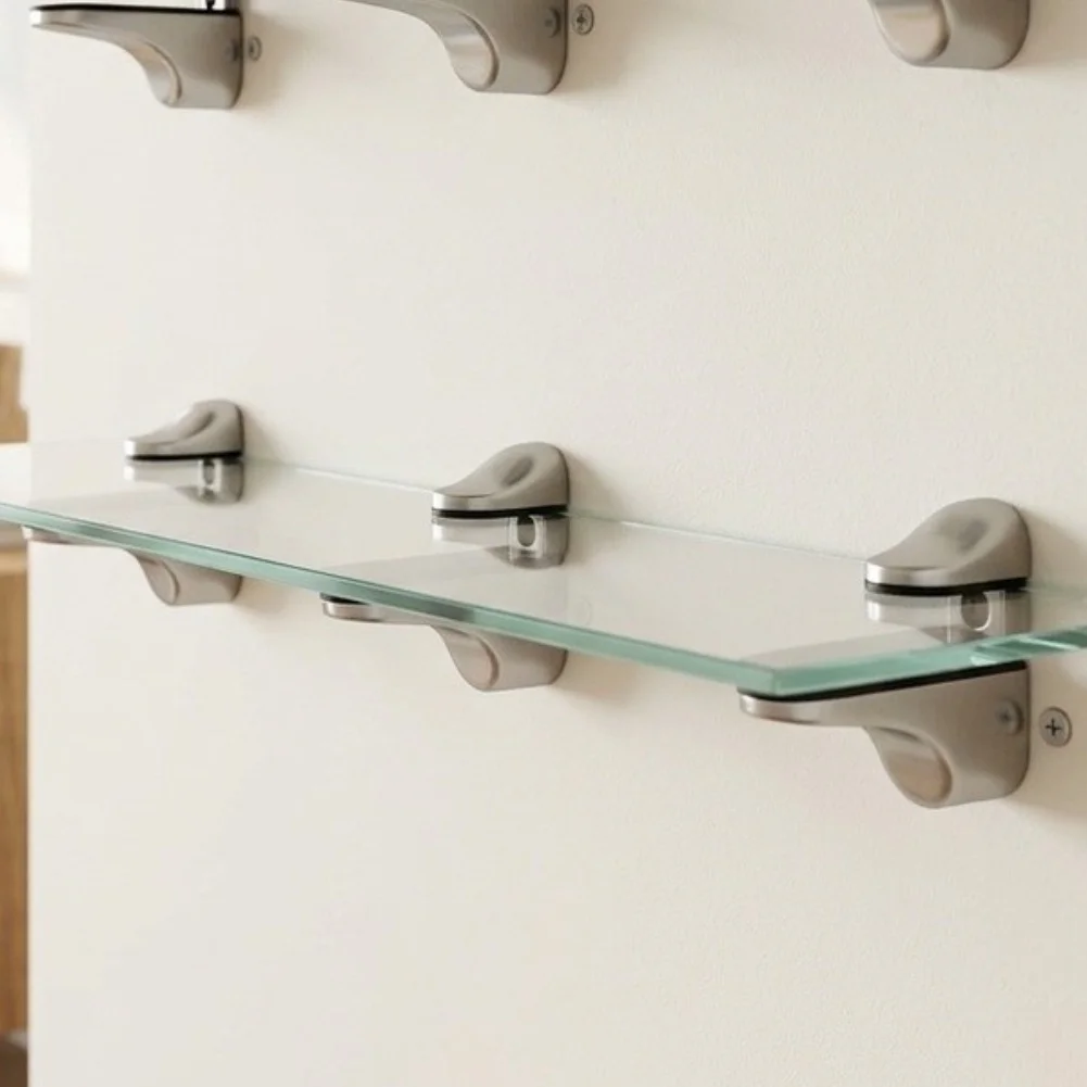 Glass Shelf Bracket Built from Zinc Alloy for Dependable Use in Interior Shelving Applications Requiring Repeated Adjustments
