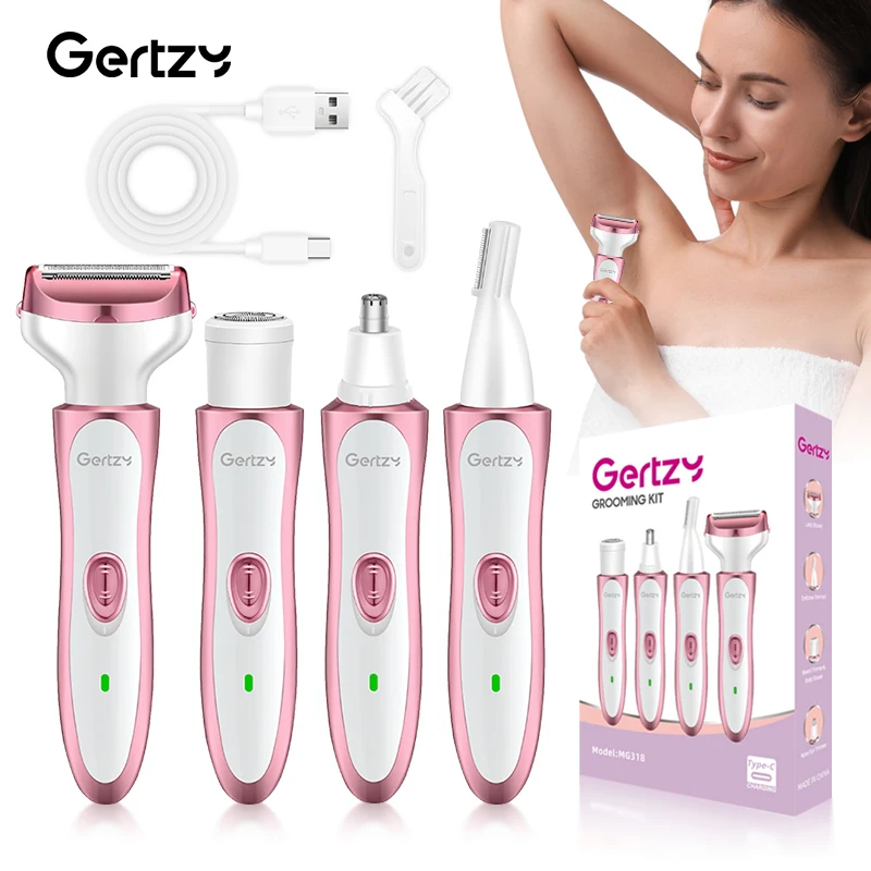 USB four in one electric shaver - suitable for face, nose, legs, armpits, painless trimmer - portable beauty toolkit