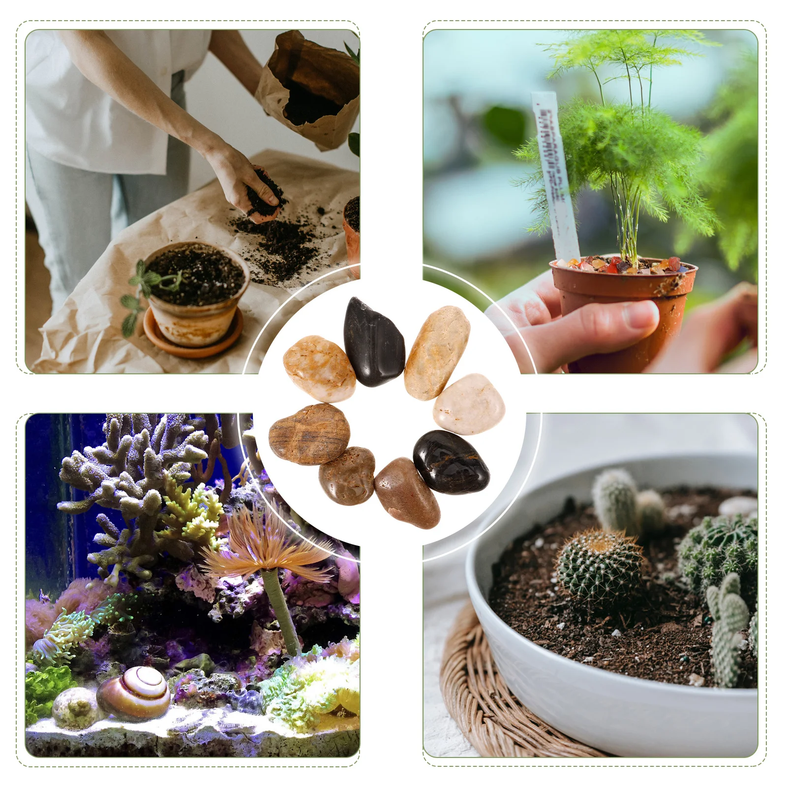 

1 set 500G Natural Rain Flower Pebbles Round Smooth Aquarium-Safe Gravel For Plant Pots Hydroponics Vases Yard Garden Landscape