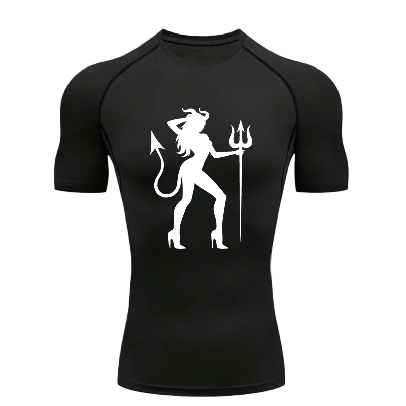 Dämon Silhouette 2026 Herren Sport T-Shirt Training Fitness Kompression Workout T-Shirt Rashguard Tops T-Shirt Kurzarm T-Shirt