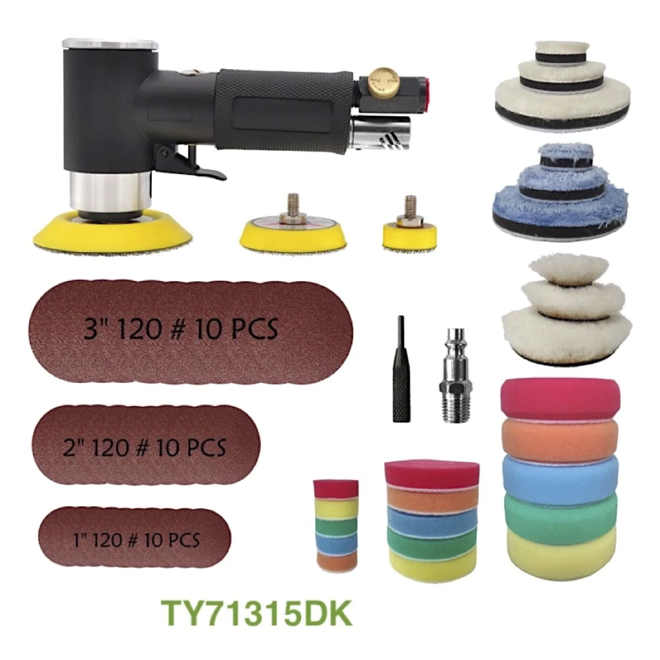 3 In. Mini Polishing and Buffing Kit With 1/4 in Shank, 48 Pc. a Mini Buffer Designed for Use with Any 3 In. air Polisher