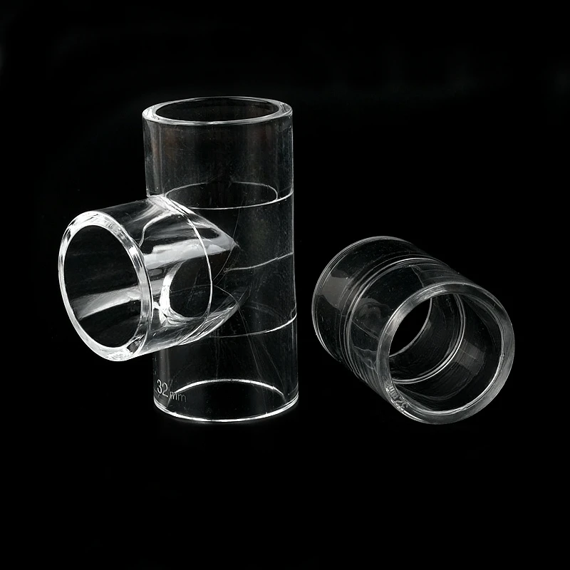 1PC I.D 16/20/25/32mm Acrylic Pipe Fittings Transparent 90 Degree Elbow End Plug Tee Connectors Aquarium Fish Tank Garden Joint