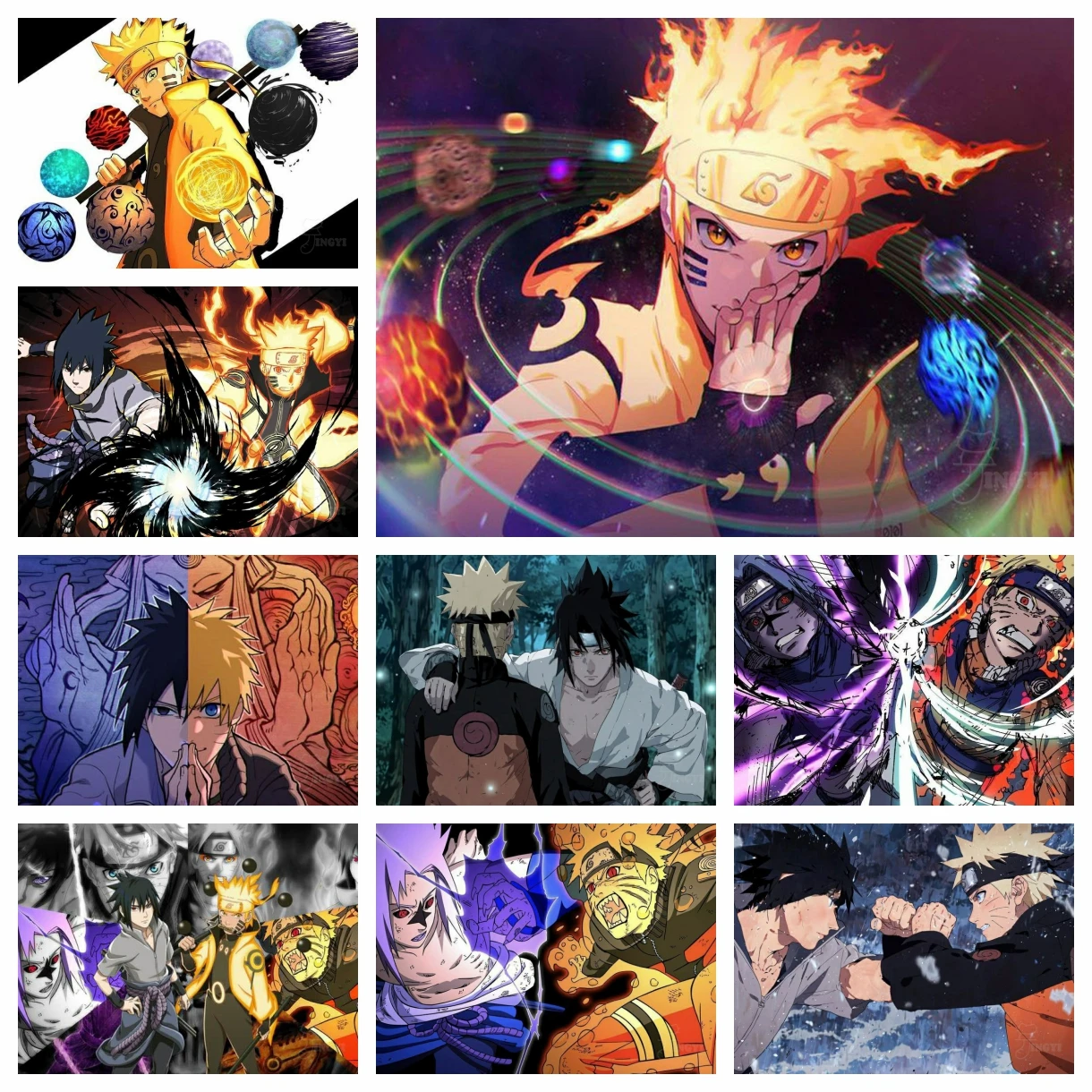 Naruto Anime japonés Naruto y Sasuke Kit de pintura de diamante dibujos animados punto de cruz bordado mosaico decoración del hogar regalo para niños