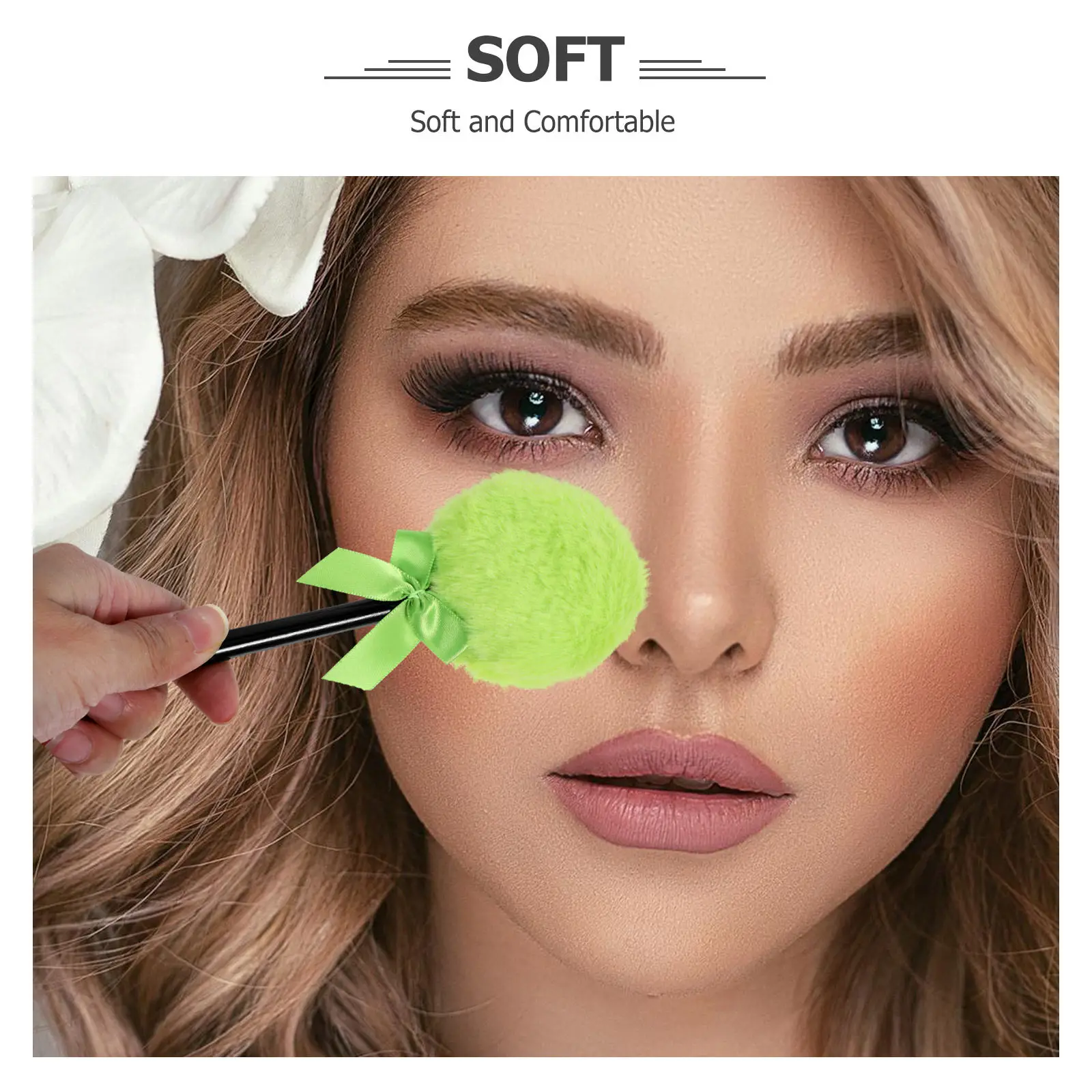 2Pcs Powder Puff Handle Makeup Brushes Small Blush Highlighter Face Brush Compact Travel Applicator Brush for Women