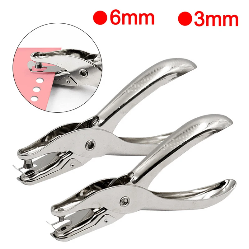 1PC Single Hole Puncher Metal 3mm/6mm Pore Diameter Punch Pliers Hand Paper Scrapbooking Punches