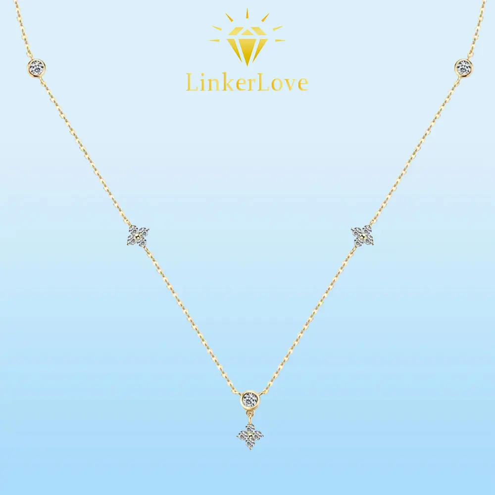 

M-JAJA Moissanite Four-leaf Pendant Necklace Diamond Choker Necklace for Women S925 Sterling Silver Party Trendy Jewelry Gifts