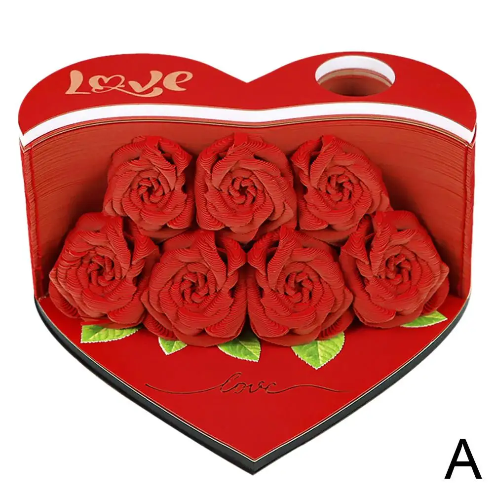 3D Memo Pad Rose Story Romantic Roses Notepad 3D Model Gift Day Valentine Valentine's Notes Block 3D Office Art Gift Access Q6E4