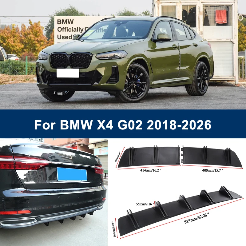 

2-Segment Shark Fin Rear Diffuser For BMW X4 G02 2018-2026 2019 2021 2023 Rear Bumper Lip Splitter Chassis Spoiler Tuning Parts