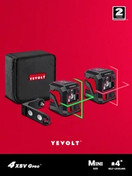 YEVOLT YVRLL4XS2B1/YVGLL4XS2B1 Red/Green 2-Line Cross Line Laser Level with Magnetic Mount Self-Leveling Measuring Power Tools