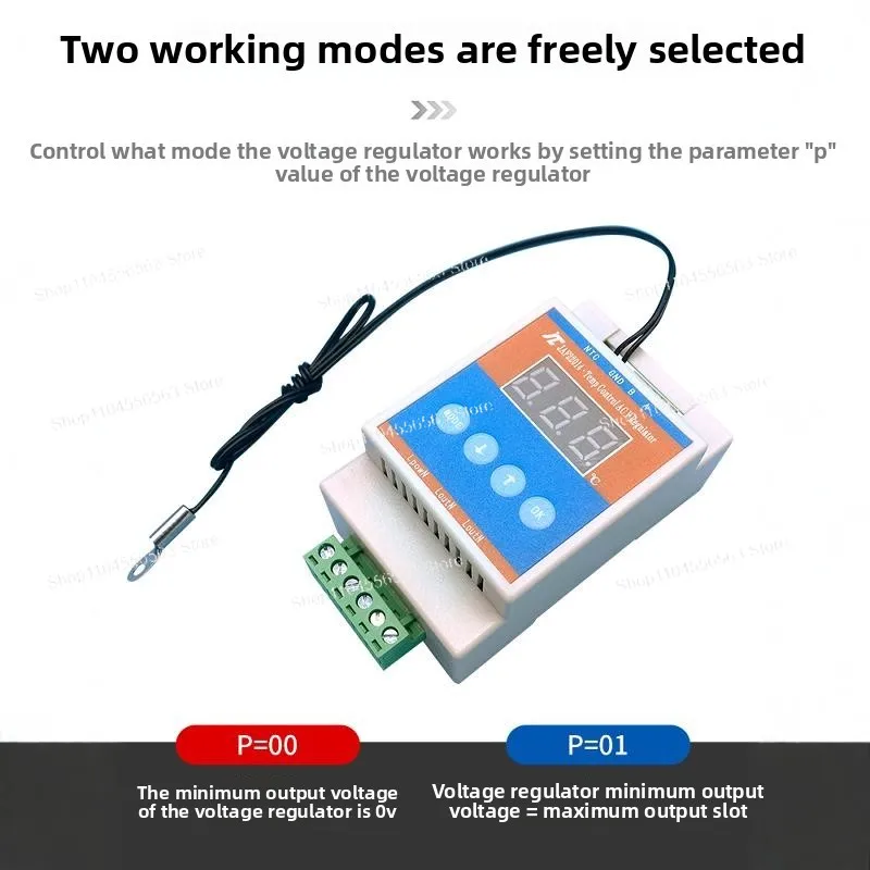 وحدة تحكم في سرعة المروحة PWM بتيار متردد 110 فولت/220 فولت - ترموستات قابل للتعديل لعلبة الكمبيوتر/خزانة الخادم والمحرك وخافت LED