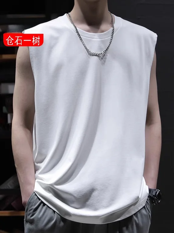 

Мужская летняя повседневная майка Kazuki Kuraii 2025: Новинка, спортивный крой, свободная футболка-безрукавка с круглым вырезом