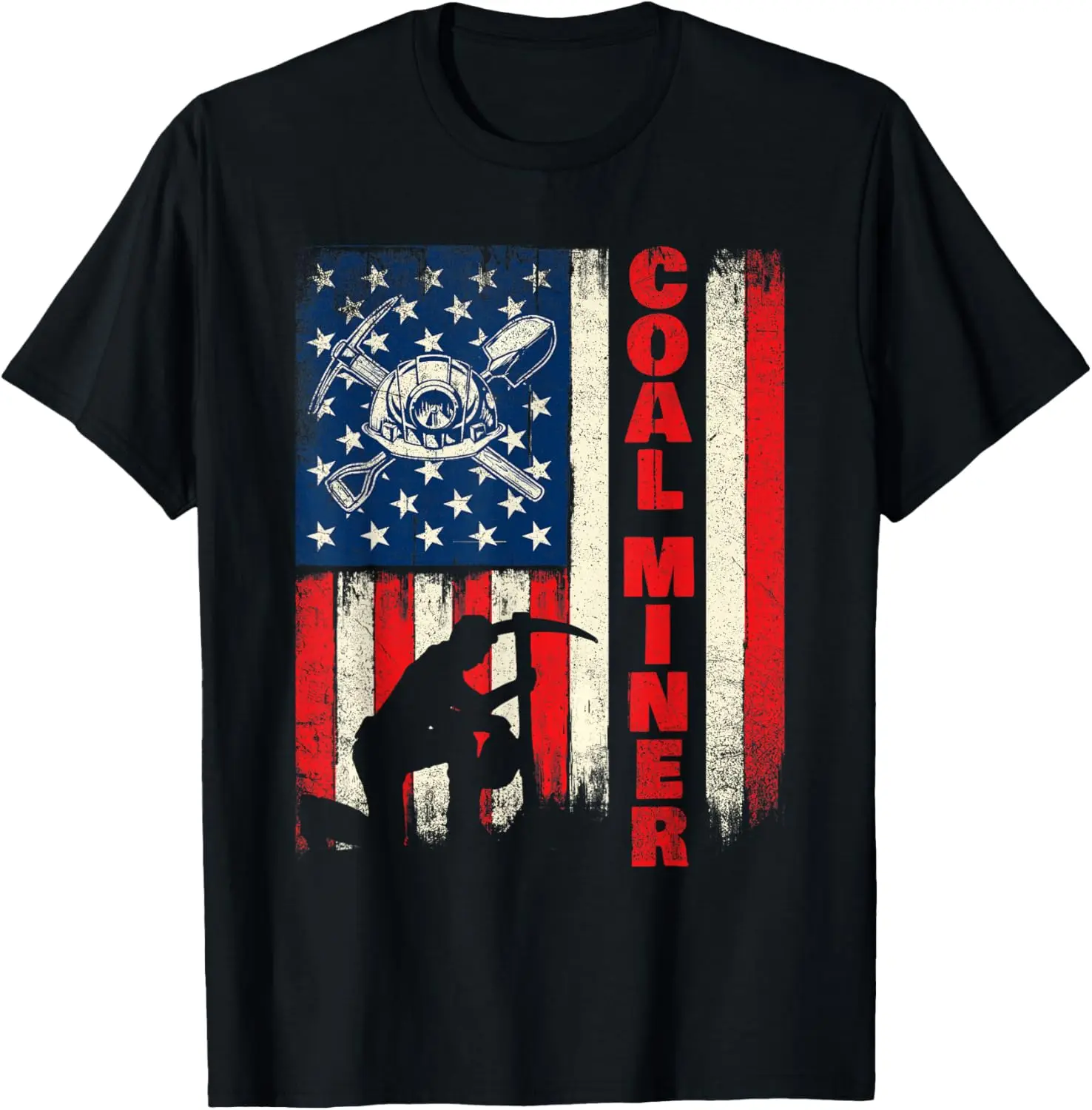 

Coal Miner - Patriotic USA Flag Pitman Underground Mining T-Shirt