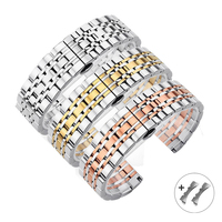 UTHAI316L Stainless Steel Seven Bead Watch Strap 16mm 18mm 20mm 22mm 19mm Solid Butterfly Buckle Universal Watchband Accessories